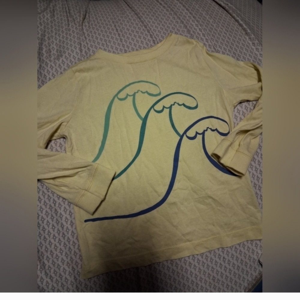 Gymboree Yellow Long-Sleeve Tee with Blue & Teal Wave Graphic